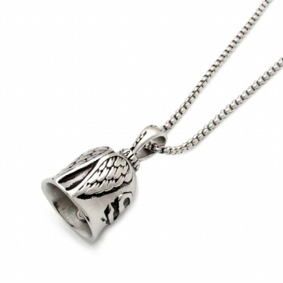 Punk 316L Stainless Steel Silver Letter Feather Style Rider Biker Angel Wing Bell Pendant Jewelry
