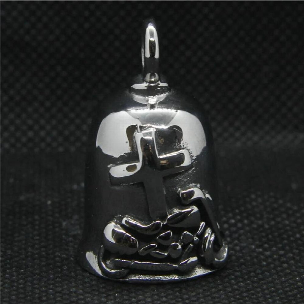 Motorbiker Cross Bell Pendant 316L Stainless Steel Bell Pendant
