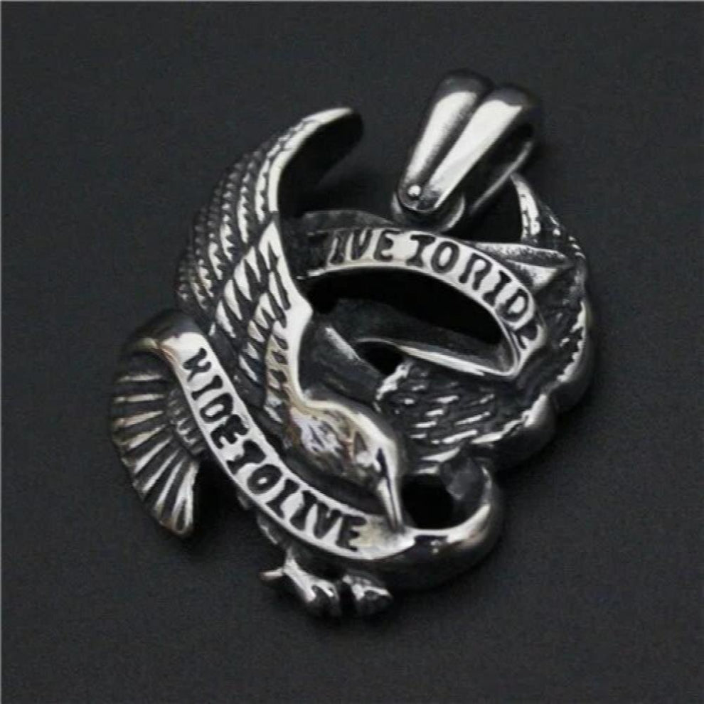 316L Stainless Steel Live To Ride Biker Eagle Pendant Biker Pendant Mens Stainless Steel Pendant