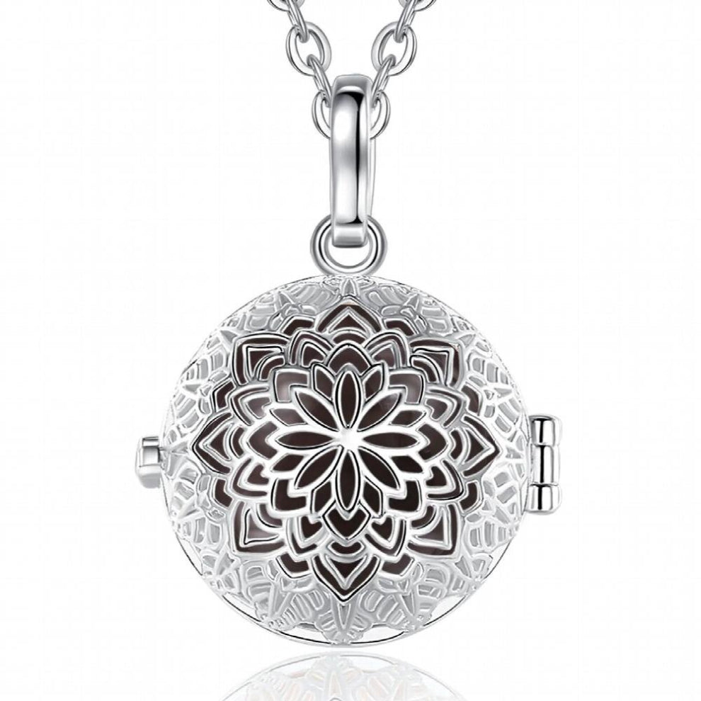 18mm Harmony Ball Flower Cage Pendant Necklace Jewelry Ladies Suitable For Girlfriends K482N18
