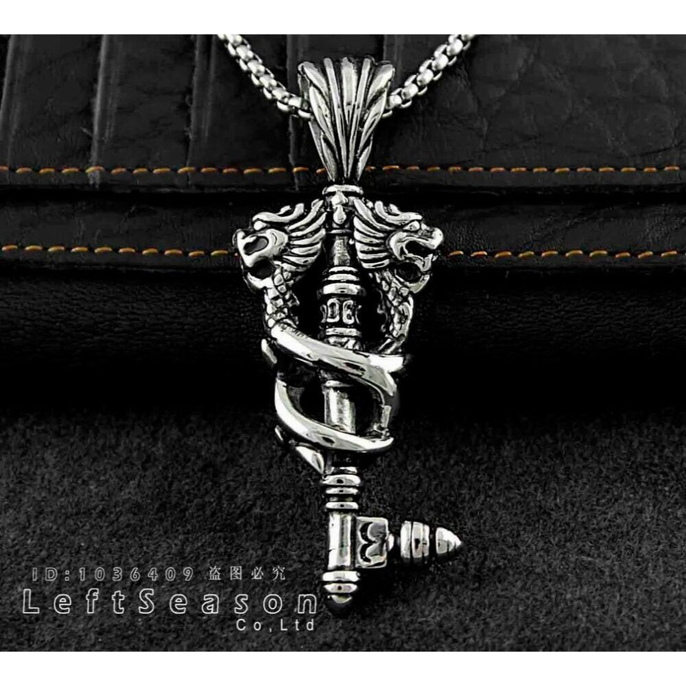 Mens 316L Stainless Steel Biker Pendant Necklace S1-106