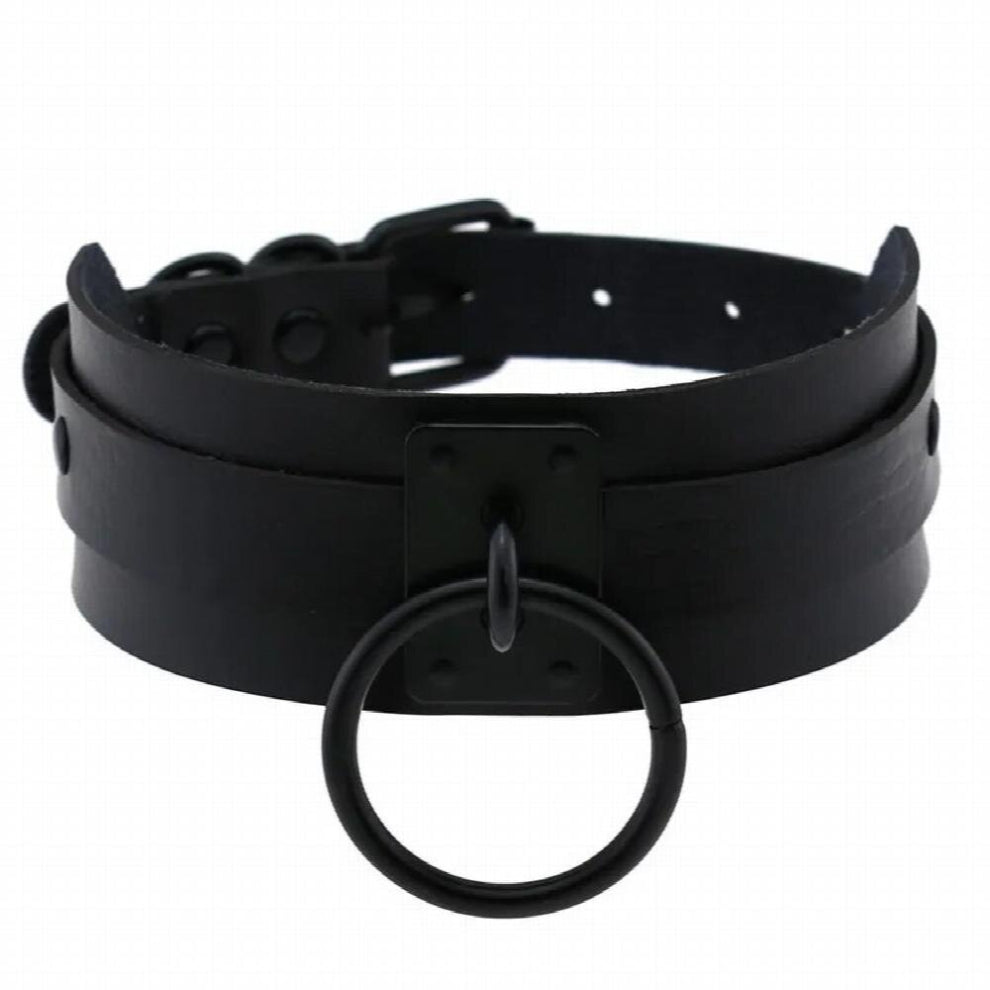 PU leather ring collar Chokers Necklaces women neck chain