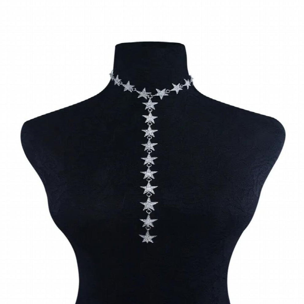 Rhinestone Star Collar Chokers Necklace Statement Jewelry Maxi Necklaces For Women Torques Bijoux Femme