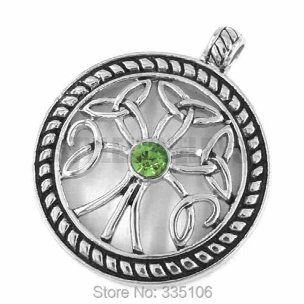 shipping! Green Rhinestones Celtic Knot Pendant Stainless Steel Jewelry Claddagh Style Biker Pendant SWP0272