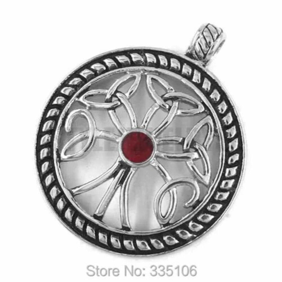 shipping! Red Rhinestones Celtic Knot Pendant Stainless Steel Jewelry Claddagh Style Biker Pendant SWP0273