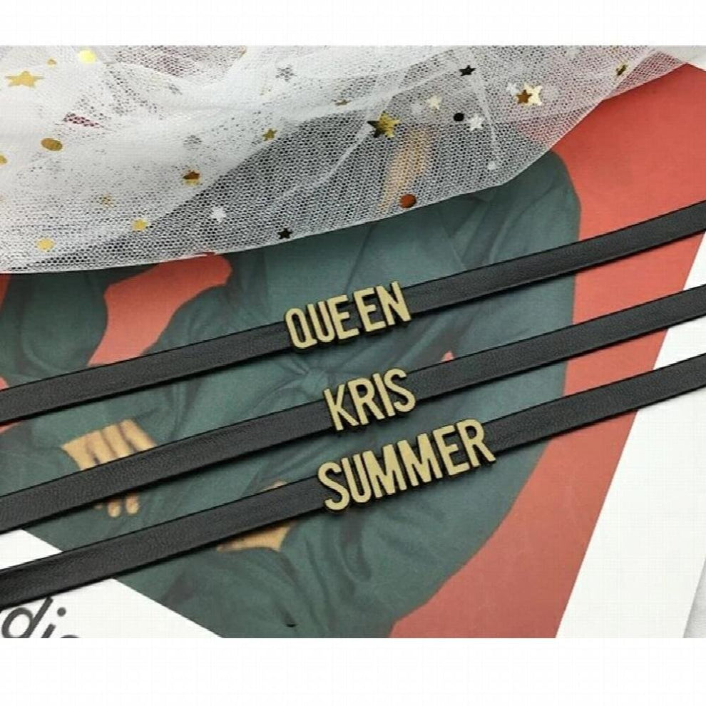 In Women PU Leather Letter Chokers Necklace Adjustabel Torques High DIY letter necklace