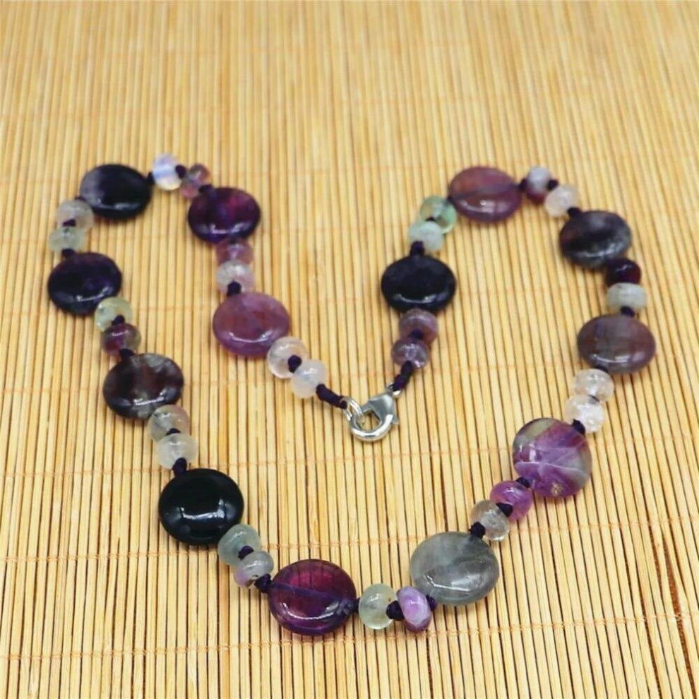 Natural Stone Necklace Natural Sodalite Oblate Jewelry Power Stone Necklace 30 Colors