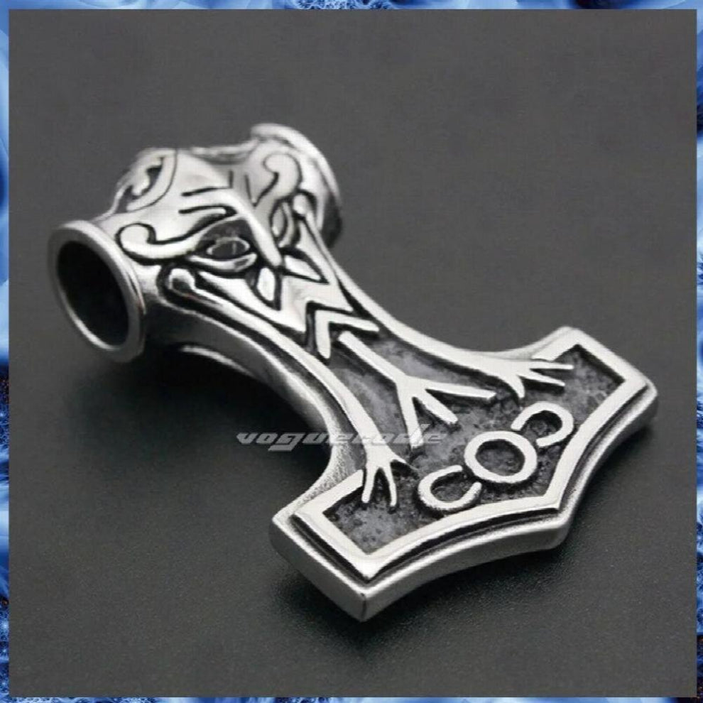 Punk Retro 316L Stainless Steel Thors Hammer Pendant Bikers Individuality Pendant 6H3VC + Stainless Steel Necklace