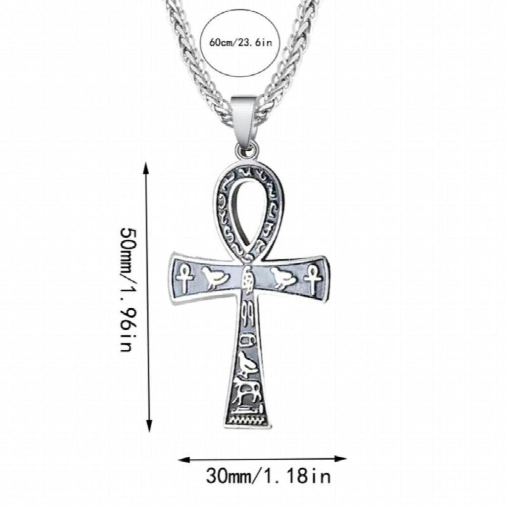 N1HE Ancient Egypt Cross-Pendant Necklace Animal Amulet-Charm Clavicle Chain Personality Stainless Steel Chain Jewelry Gift