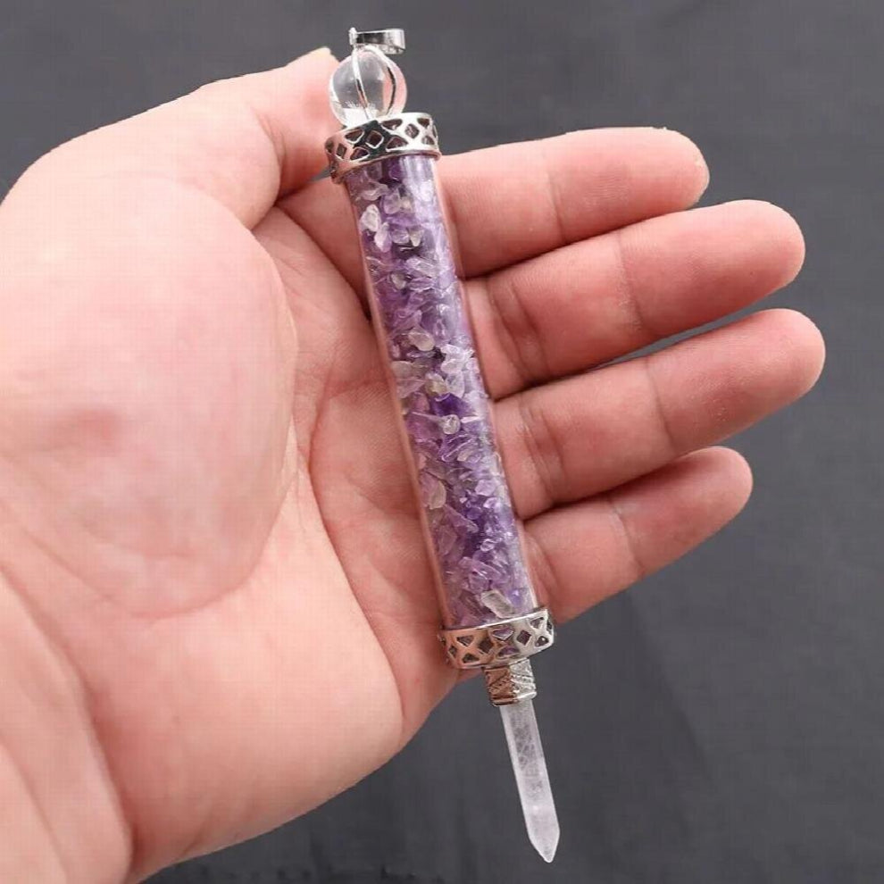 XSM Reiki Wand Scepter Pendant Spiritual Balance Chips Stone Bottle Crystal Hexagon Pillar Healing Point Jewelry 1 Pc