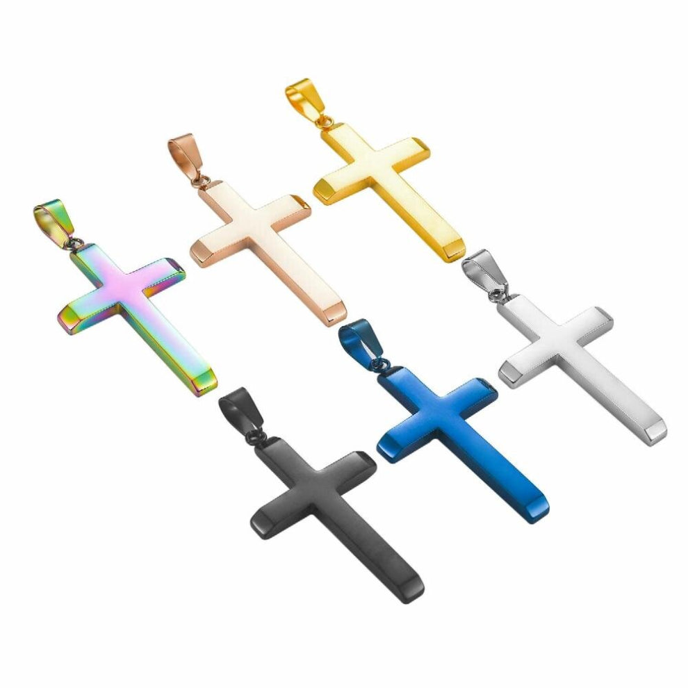 Classic Stainless Steel Cross Pendant Six Colors Men And Women Glossy Amulet Prayer Jewelry Necklace