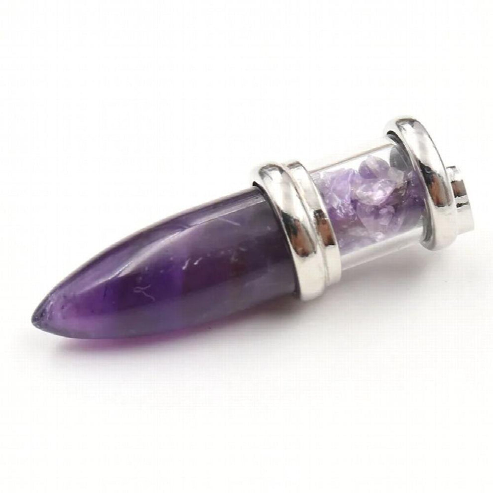 YJXP Cone Shape Wishing Bottle Pendants Natural Gravel Chip Beads Reiki Healing Point Bullet Pendant Jewelry Necklaces Fits