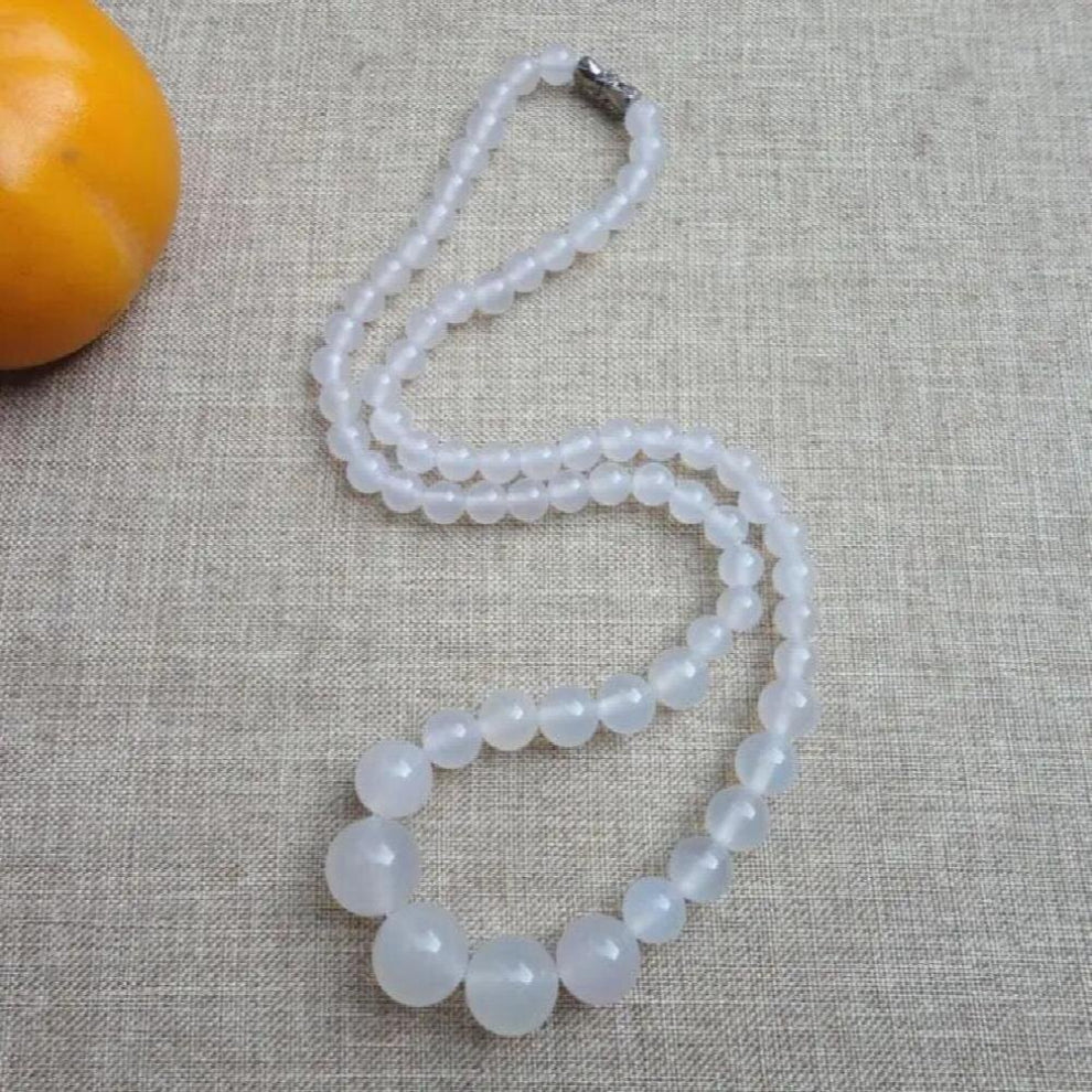 Natural Jade Beaded Chokers Necklaces For Women Real Chalcedony Red Pink Yellow Green Jades Stone Necklace