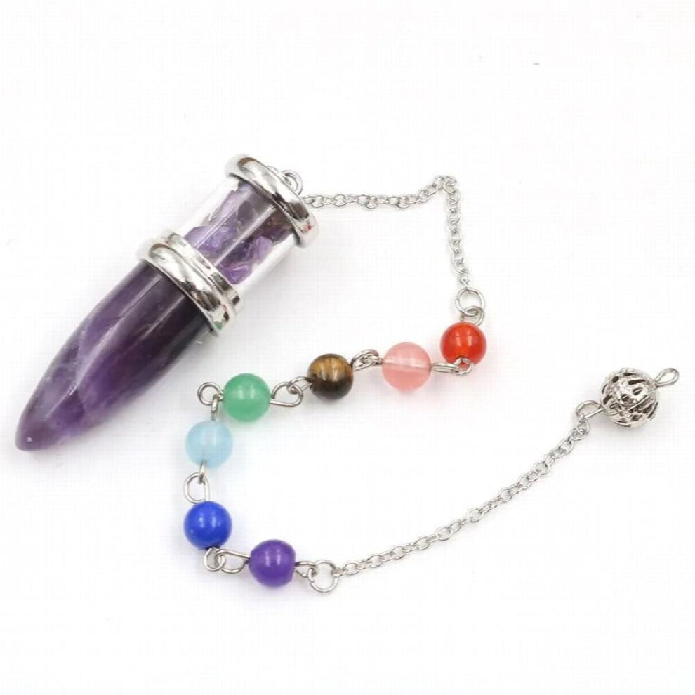 YJXP Cone Bullet Shape Pendulum Chakra Natural Stone Pendant Gravel Chips Wishing Bottle Pendule for Dowsing Divination Jewelry