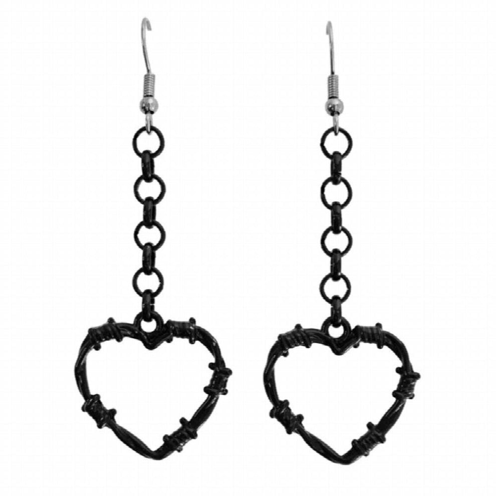 Vintage Barbed Wire Chokers Necklace Heart Pendant Earrings Goth Punk Jewelry Rock Collar Jewelry for Women Girls