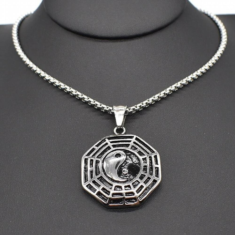 40-45-50-55-60cm Men Necklace Stainless Steel YINYANG Pendants Casting Biker Jewelry Punk Rock HZP240