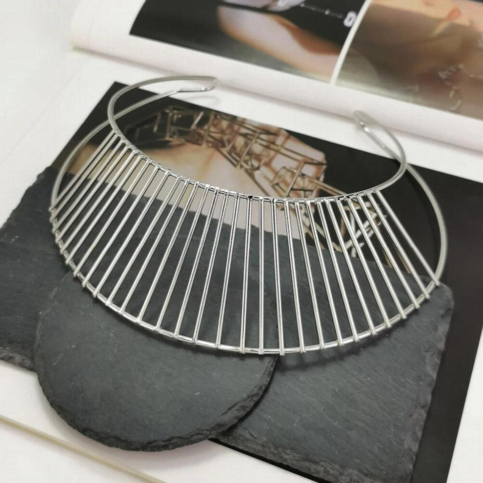 Alloy Chunky Turques Geometric Chokers Necklaces For Women Punk Jewelry Statement Bib Collar Necklace