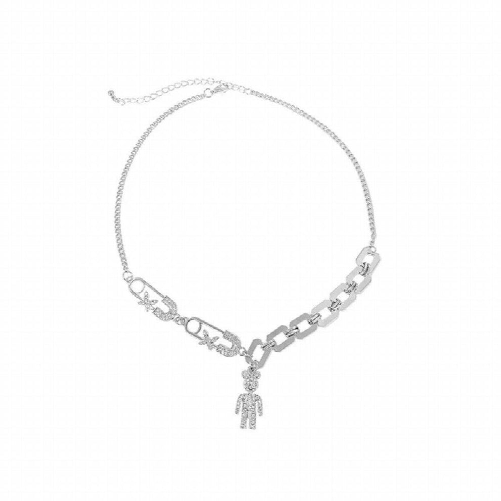 10 pcs - jewelry metal thick chain bear charm necklace