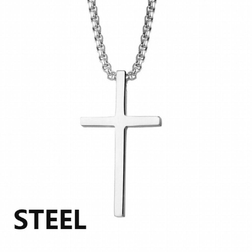 Stainless Steel Cross Pendant Necklace for Men Women Minimalist Jewelry Male Female Prayer Necklaces Chokers Jewelry