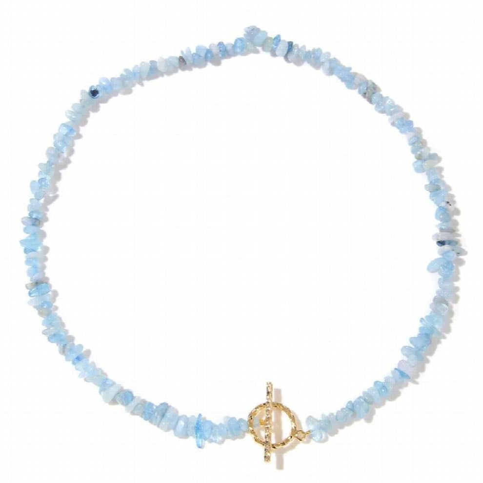 Bohemia Healing Jewelry Aquamarine Necklace Natural Gravel Stone Chips Beaded Necklaces Men Women Choker Accessories