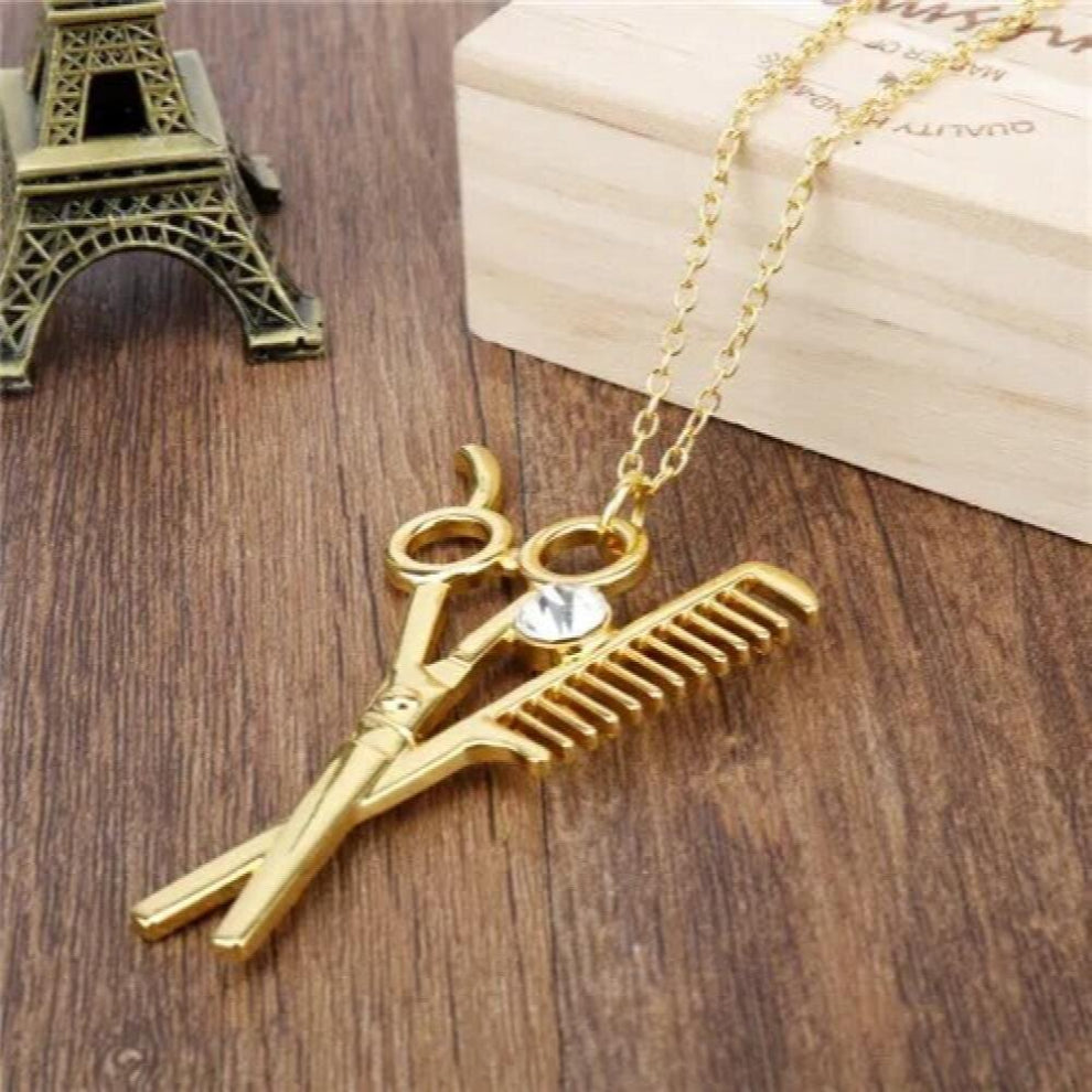 Barber Shop Pole Necklace Hair Dresser Tools 3D Barber Pole Razor Dryer Scissors Comb Hairdresser Pendants Necklaces Men Women
