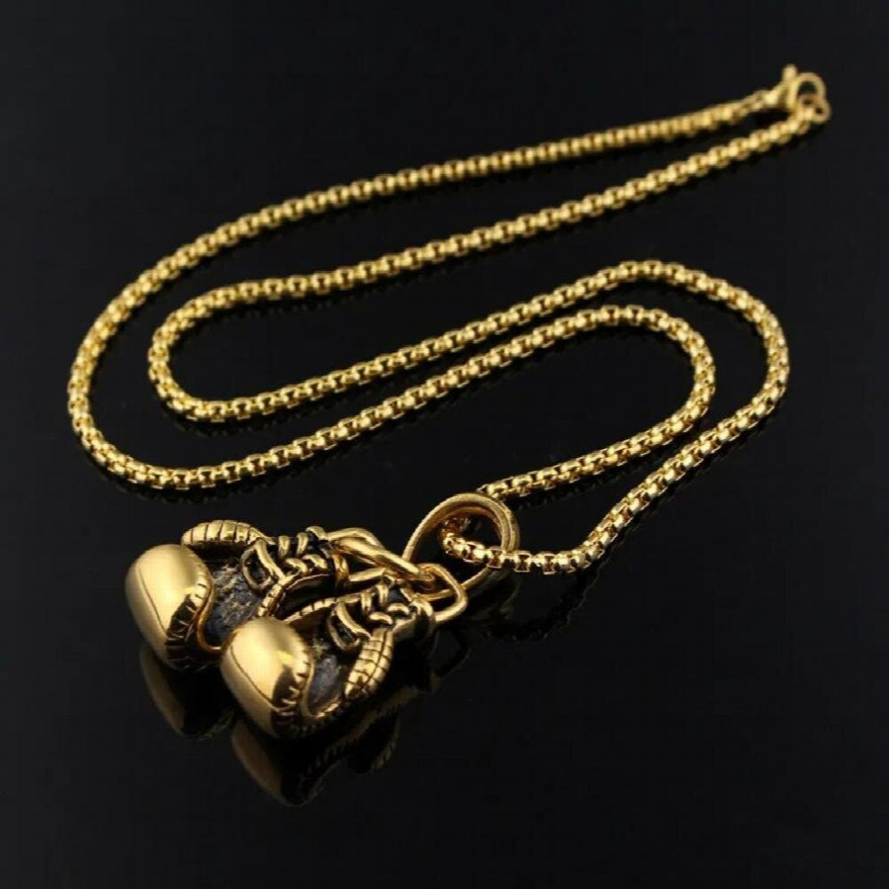 Man boxing glove Necklace Box Chain Pair Boxing Glove Charms Pendants Sport Fitness Jewelry Necklaces