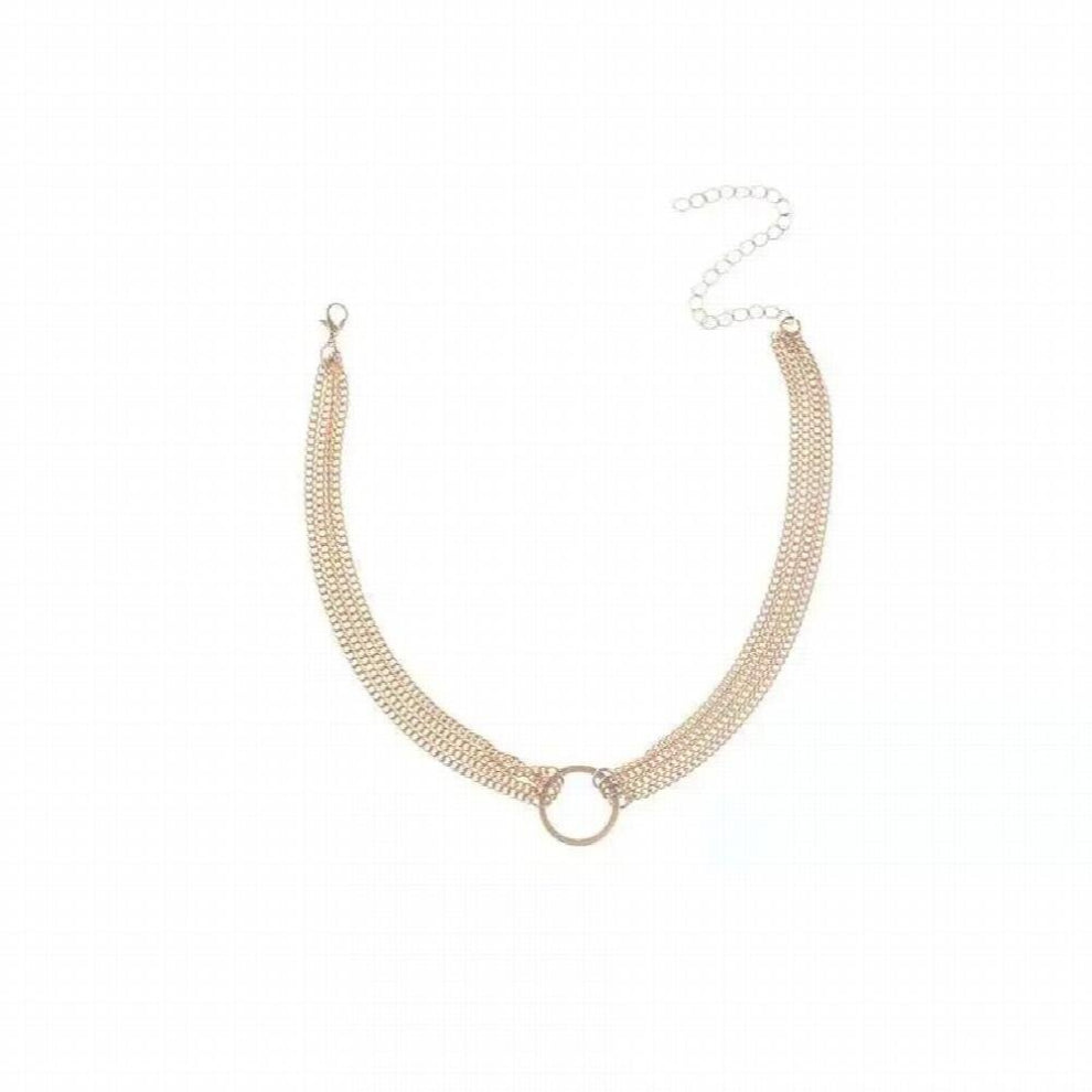 Punk Big Circle Necklace Collar Statement Short Chokers Stainless Steel Thick Chain Necklaces Women Jewelry
