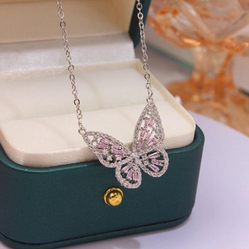 Sight Accessories Crystal Butterfly Pendant&necklaces for Women Zirconia Chain Choker Necklaces