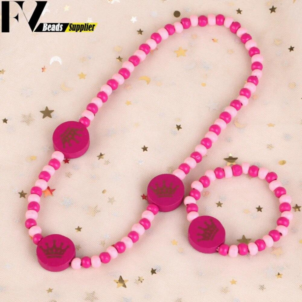 33 Style Colorful Wooden Animal Flower Cartoon Childrens Necklace Bracelet Girls Child Jewelry Kids Toys Birthday