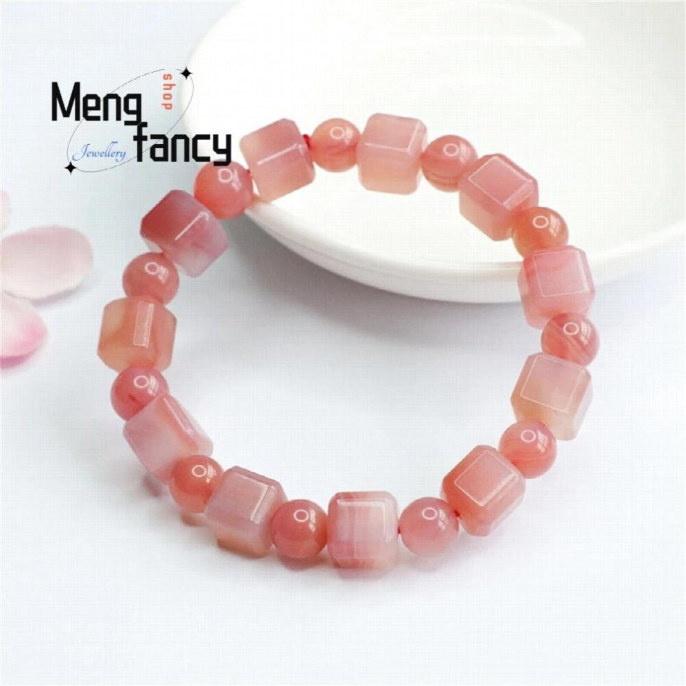 Natural Salt Source Powder Agate Sugar Round Bead Bracelet Stylish Personality Retro Women Fine Jewelry