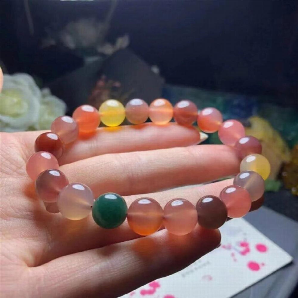 10mm Natural Salt Agate Bracelet Jewelry For Women Lady Men Healing Love Gift Stone Round Beads Colorful Crystal Strands AAAAA