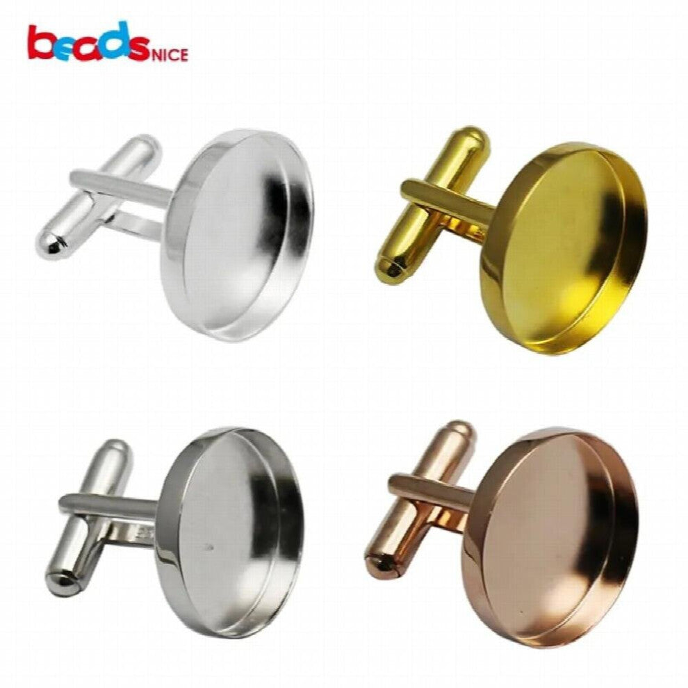 Beadsnice solid silver 925 cufflink findings mens jewelry cufflink parts with 20mm round bezel setting wedding ID33624