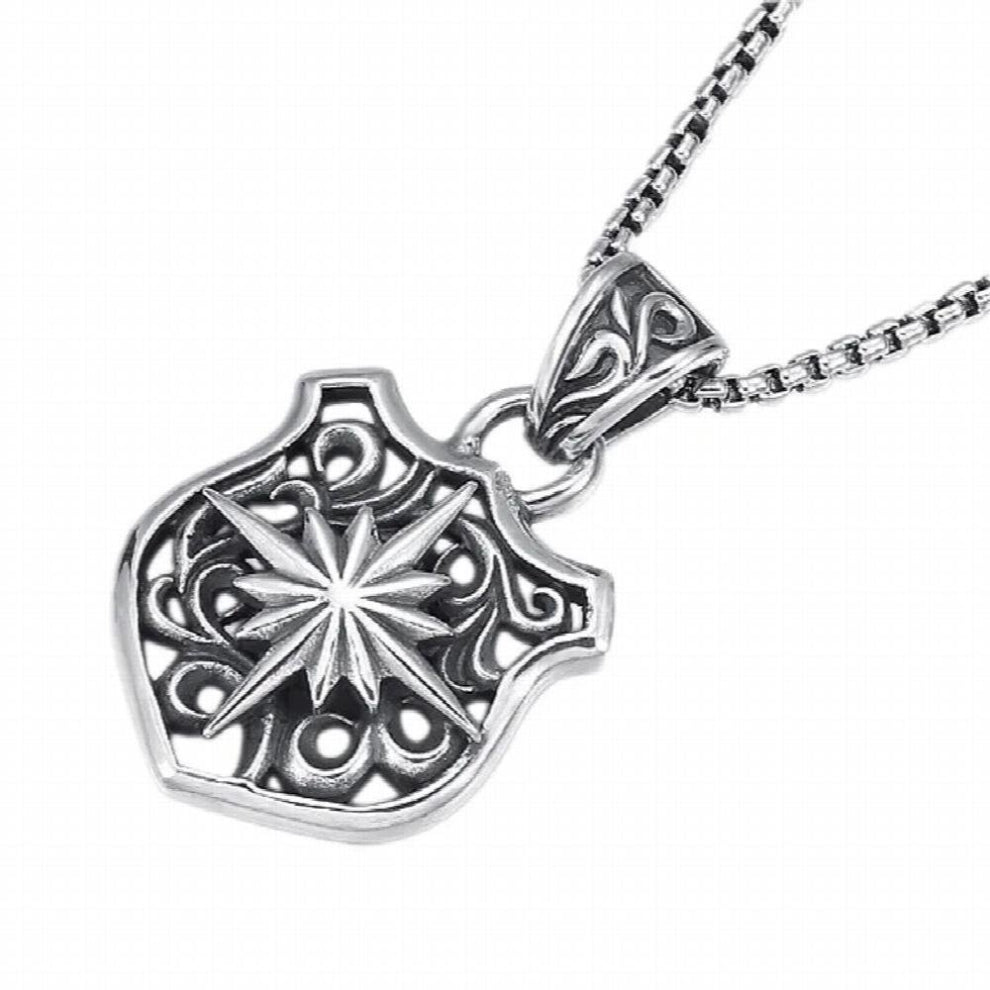 Real Solid s925 Silver Jewelry Punk Rock Stylish Personality Sunflower Shield Skateboarding Man Pendant