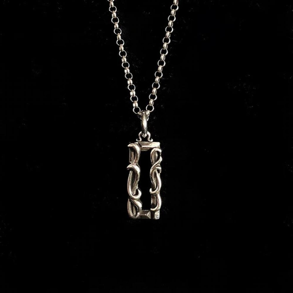 S925 pure silver ancient vine grain pendant hip-hop necklace for men women