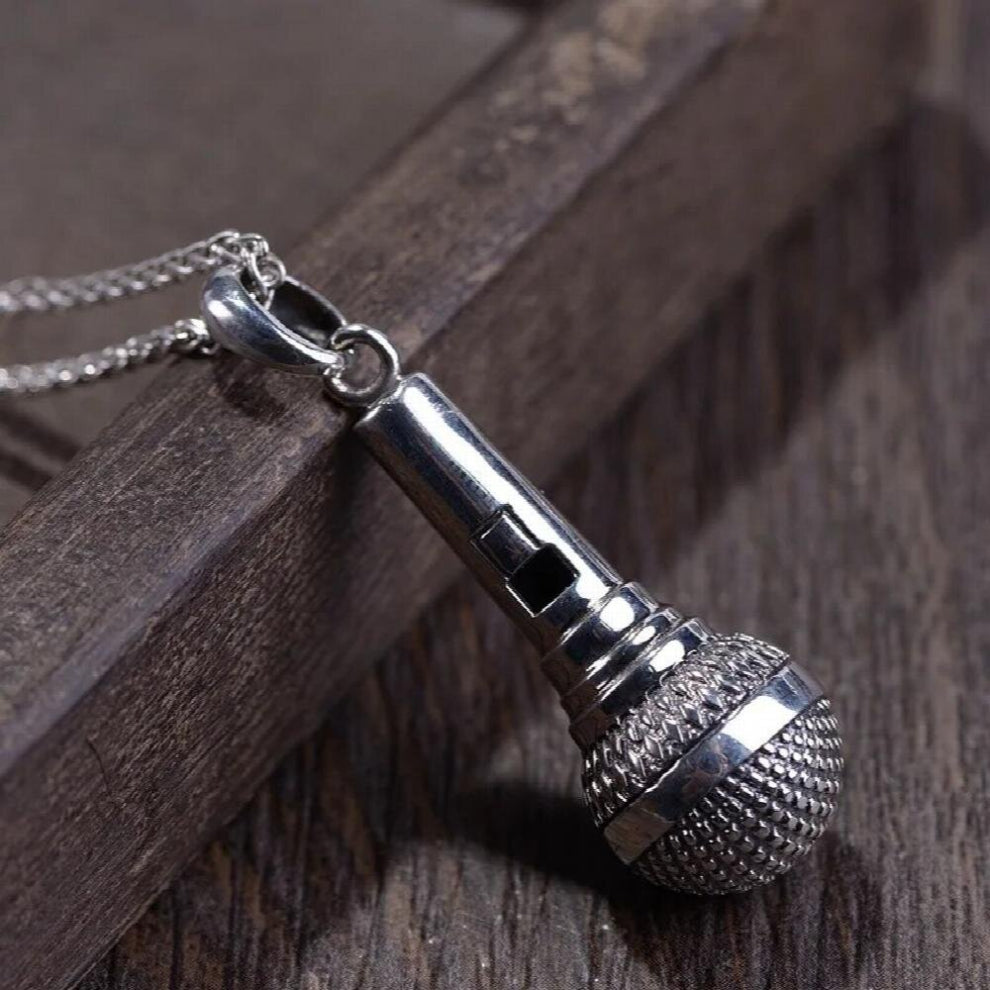 925 Silver microphone Pendant Pure S925 Sterling Silver Pendants for Jewelry Making Women