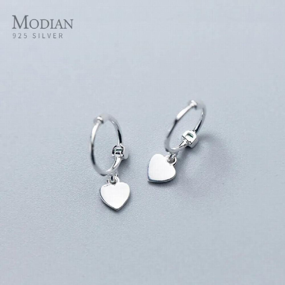 Hot 100% 925 Sterling Silver Hearts Swing Hoop Earrings For Women Classic Charm Silver Jewelry