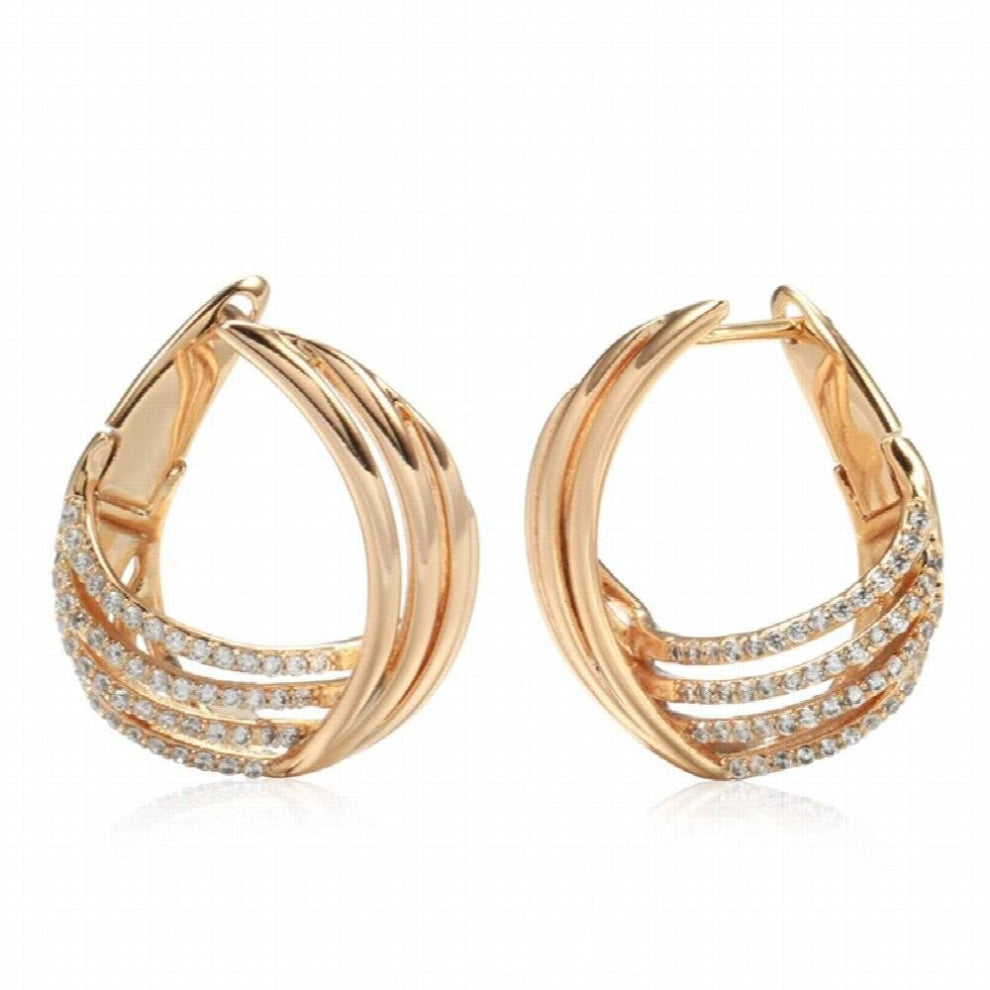 Twist 585 Large Hoops Multilayer Zircon Earrings for Women Party Wedding Lady Personality Earrings Jewelry