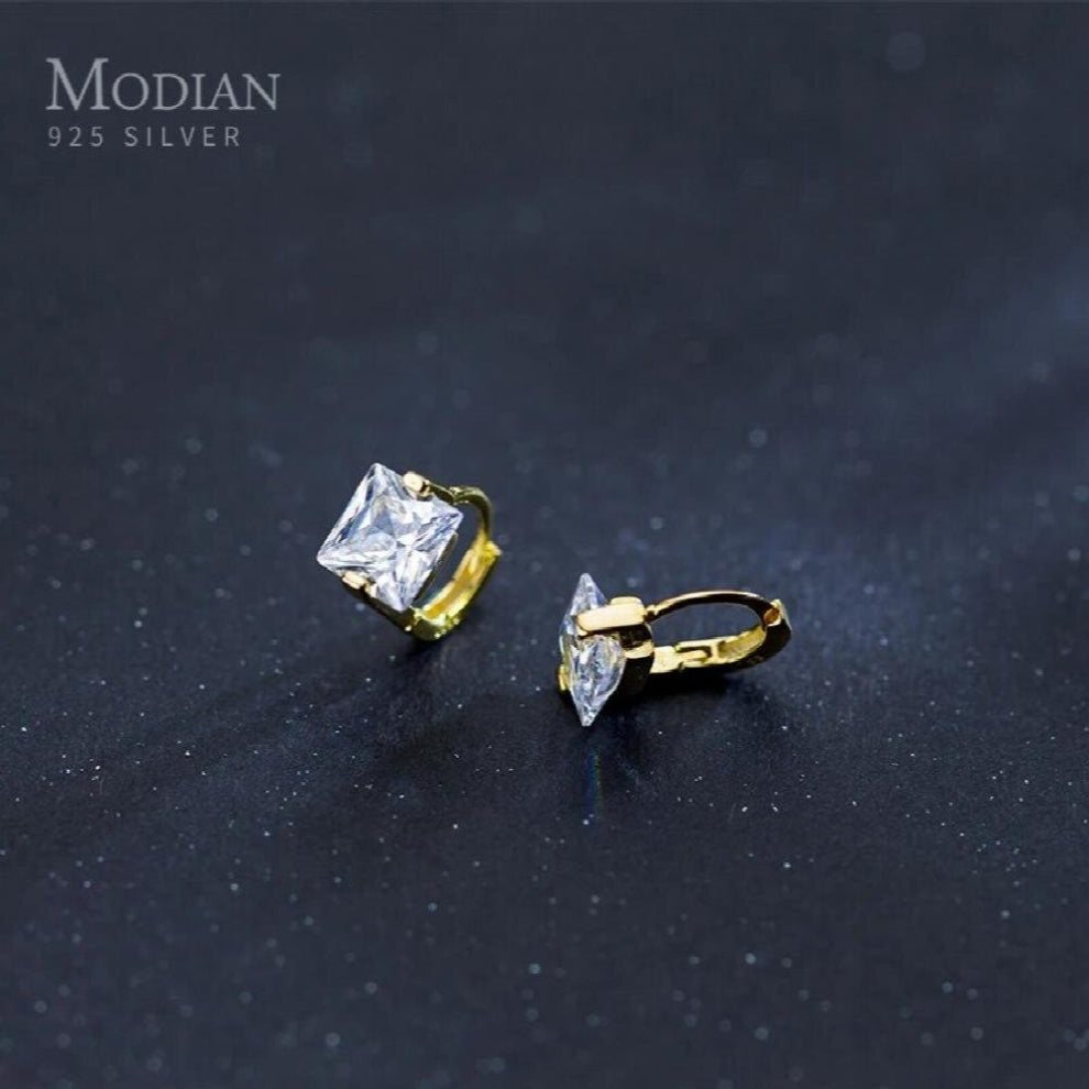 Tiny Square CZ Hoop Earrings for Women 925 Sterling Silver Small Ear Hoops Female Jewelry Bijoux