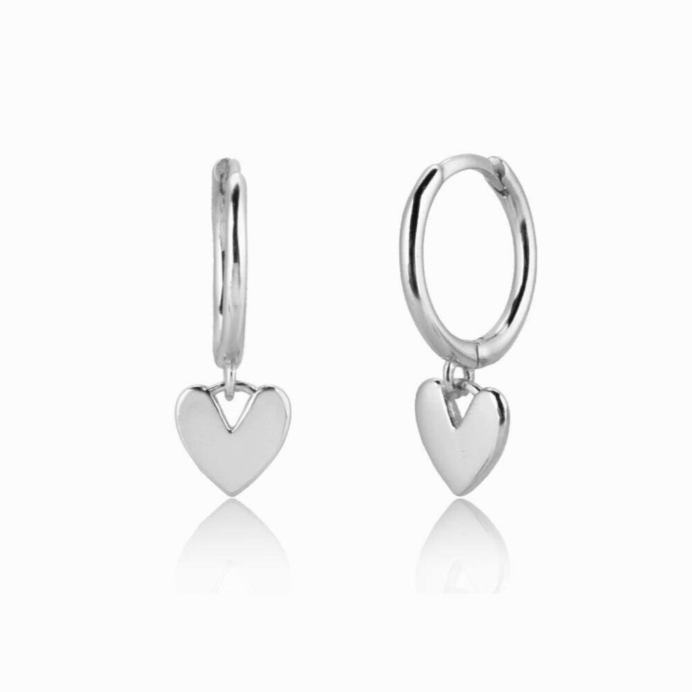 925 Sterling Silver Heart Drop Earring Plain Heart Hoops Women Piercing Ohrringe Pendiente Jewelry Fine