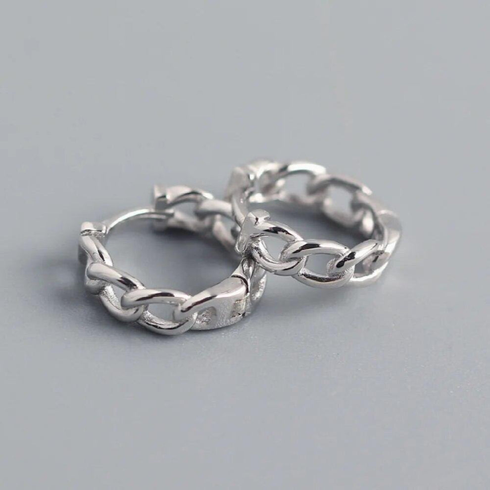 F.I.N.S INS Link Chain S925 Sterling Silver Earring Hoops Round Ear Buckle Prevent Allergy Silver 925 Jewelry
