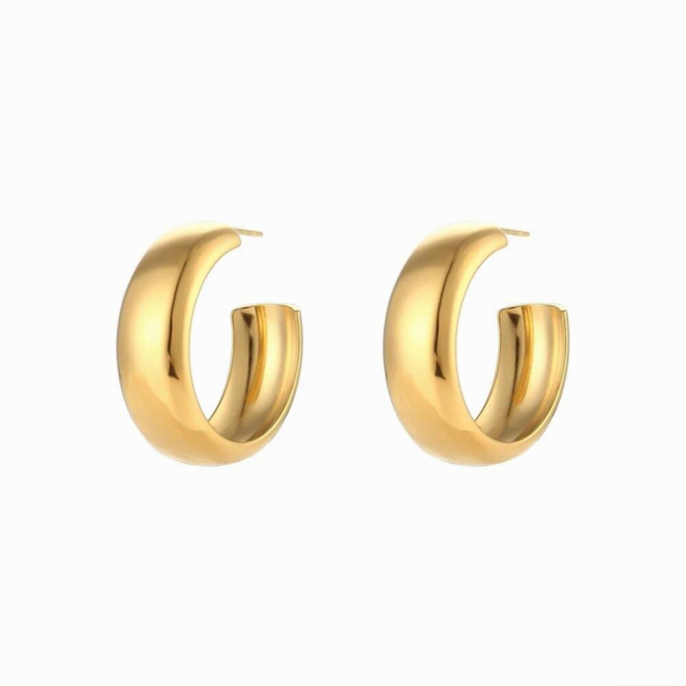 Minimalist Glossy Hoop Earrings for Girls Stainless Steel Women Jewelry High Earrings