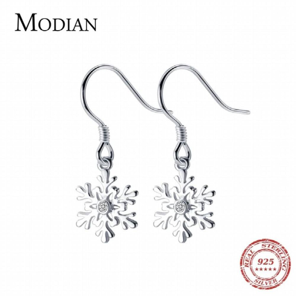 Minimalism Swing Snowflake Dangle Earrings for Women Drop Ear Jewelry 925 Silver Prevent Allergies