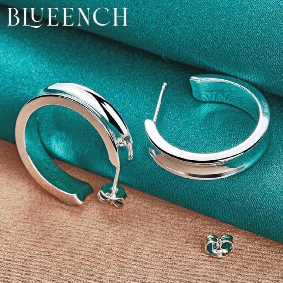 925 Sterling Silver Geometric Round Stud EarringsEarrings for Women Wedding Party Style Jewelry