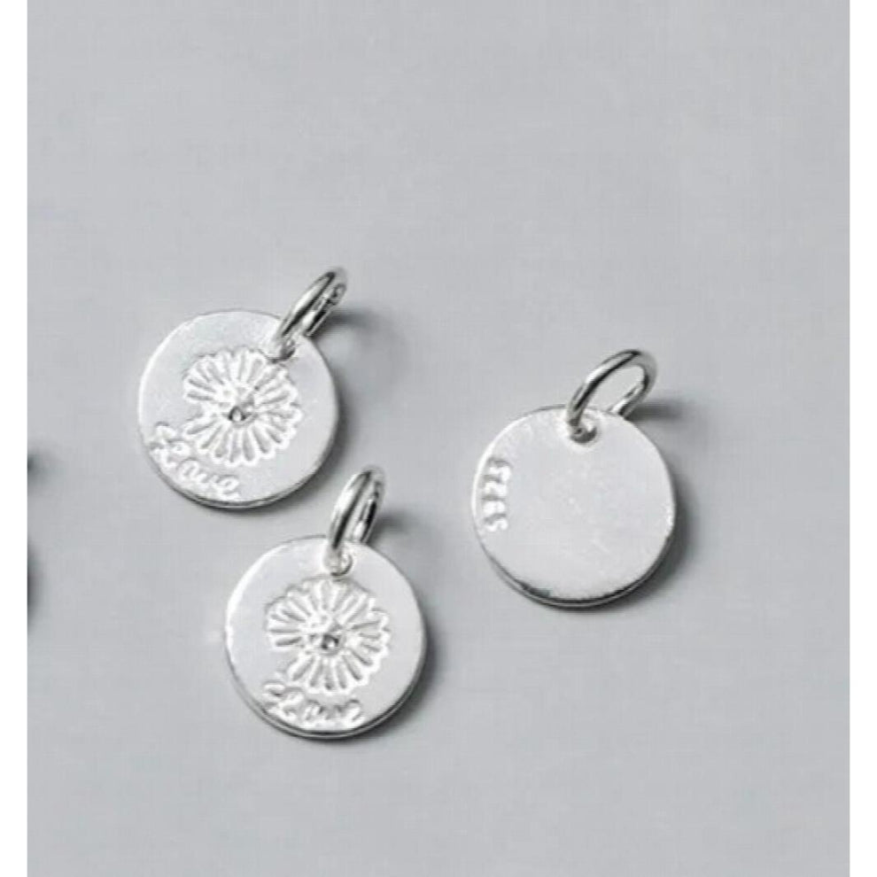 925 Sterling Silver Ins Flower Women Necklace Charms 11mm Entire S925 Silver Cirlce Pendants DIY Jewelry Making Birthday