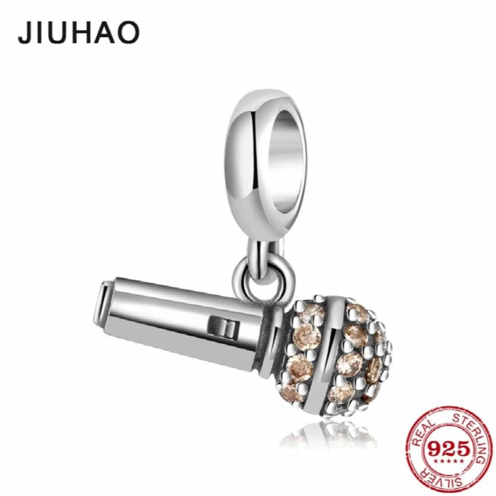 Microphone 925 Sterling Silver High Zircon Pendant Charms DIY Beads Making Fit Bracelet Jewelry Pendants