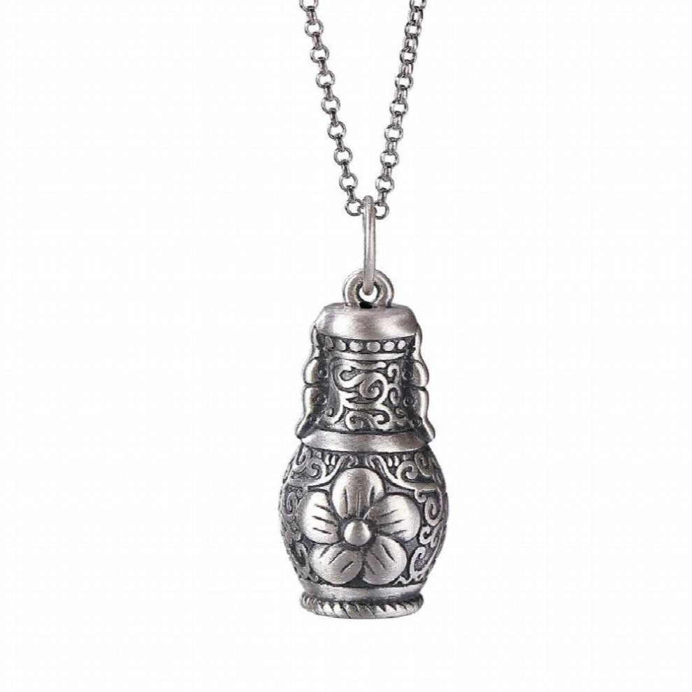 S990 Silver Sterling Silver Retro Personality Plum Blossom Vase Pendant Old Matte Ladies Joker Pendant
