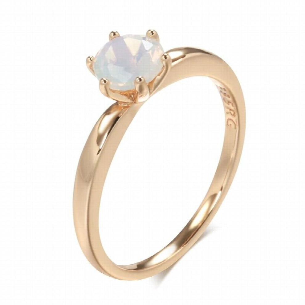 Minimalist Matte Zircon Rings for Women Glossy 585 Rose 6 Prongs Zircon Slim Rings Party Jewelry