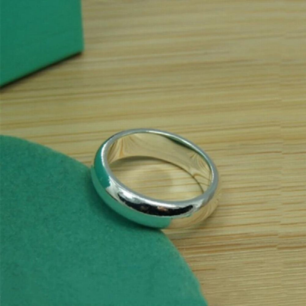 925 Sterling Silver Glossy Solid Classic Round Rings For Women Wedding Engagement Jewelry Gift