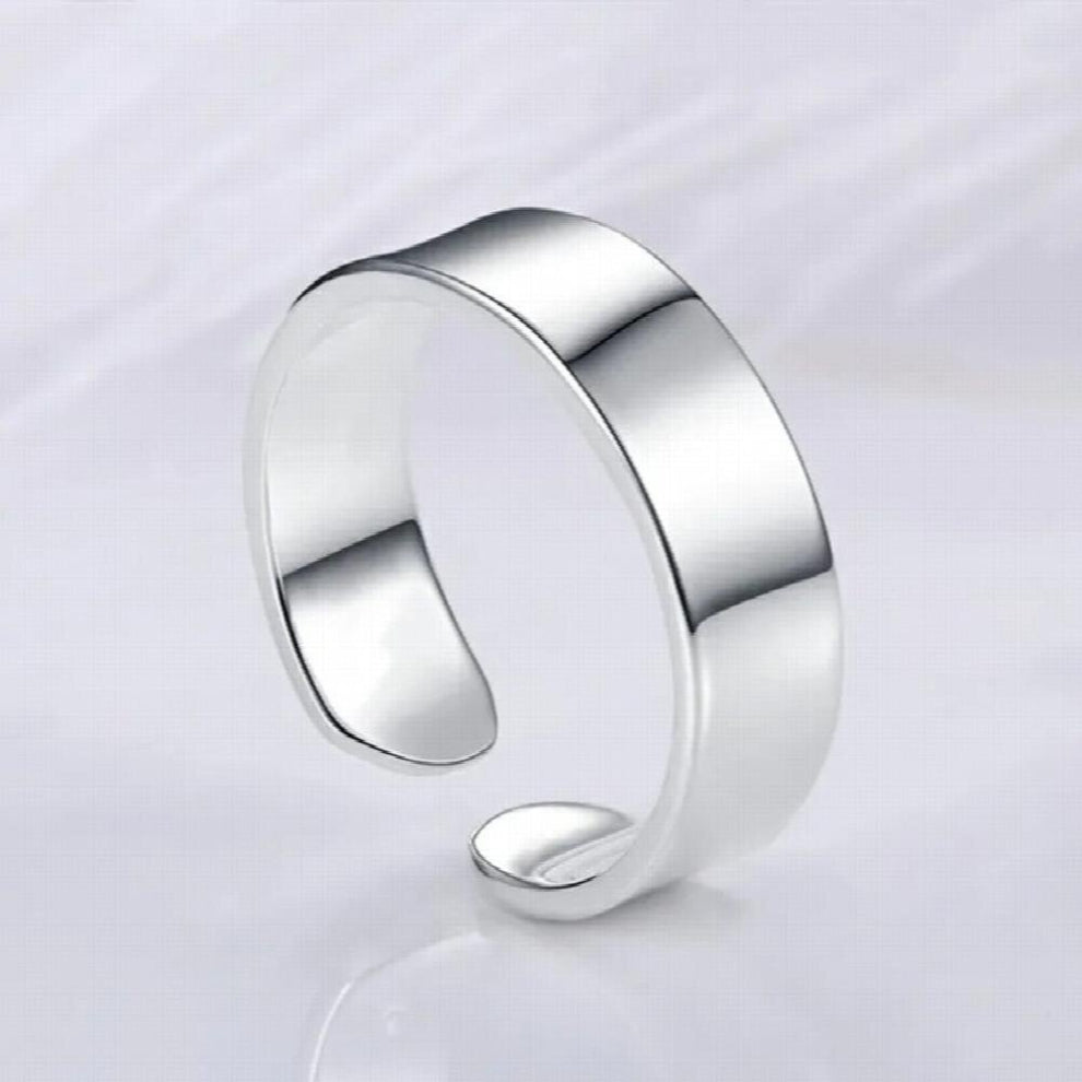 925 Sterling Silver Small Fresh Temperament Wide Glossy Women Personality Open Ring