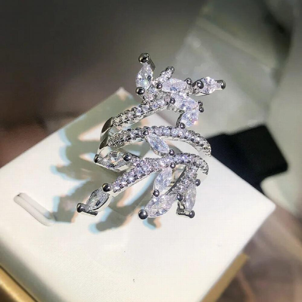 Creative Paraiba Colorful Twine Couple Rings For Women Multilayer Crystal Full Diamond Gift Jewelry